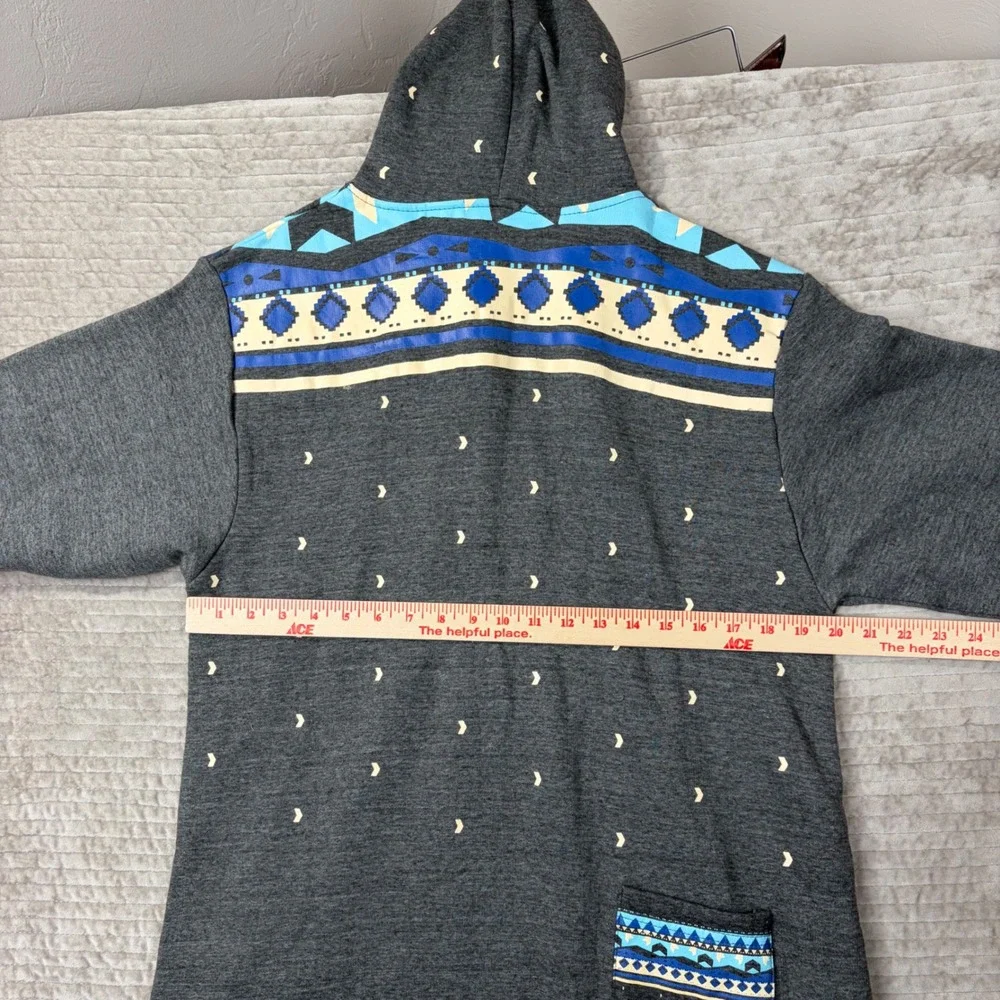 SkylineWears Mens Hooded Jumpsuit Charcoal Gray Tribal Geometric‎ Print Size M